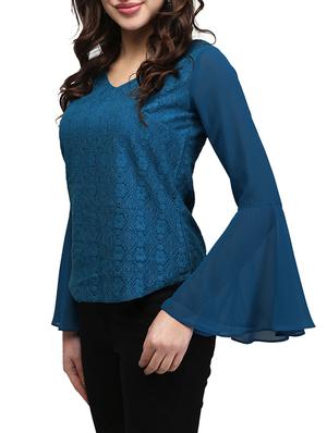 bell sleeved crocheted top - 13056020 - Standard Image - 2