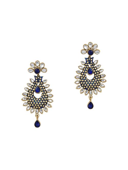 blue zinc kundan earrings - 13056239 - Very Small Image - 1