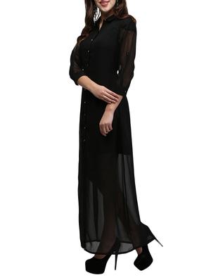 buttoned-up shirt collar maxi dress - 13056270 - Standard Image - 2