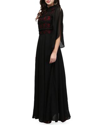 slit sleeved keyhole back gown - 13056286 - Standard Image - 2