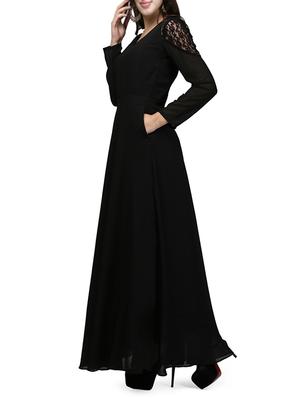 laced panel V-Neck gown - 13056287 - Standard Image - 2