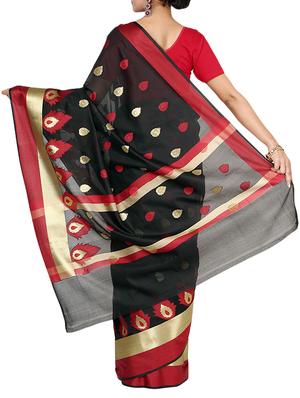 Zari motifs woven saree with blouse - 13056355 - Standard Image - 2