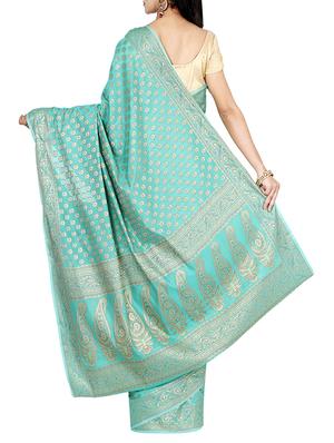 Zari floral banarasi saree with blouse - 13056380 - Standard Image - 2