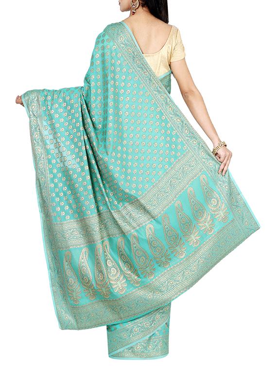 Zari floral banarasi saree with blouse - 13056380 - Zoom Image - 2