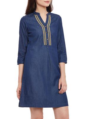 blue denim shift dress - 13061121 - Standard Image - 2