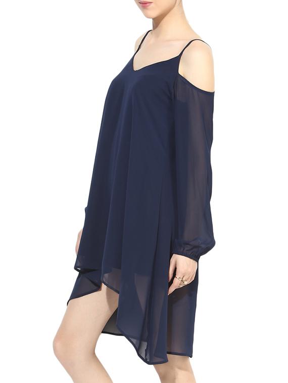 blue georgette off shoulder gypsy dress - 1306189 - Zoom Image - 2