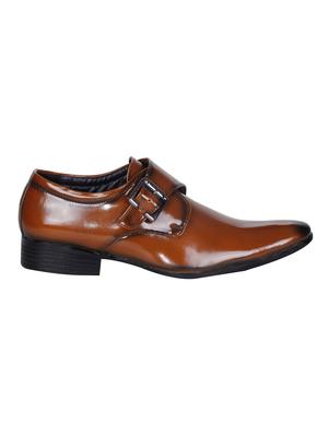 tan leatherette slip on monk strap - 13062646 - Standard Image - 2