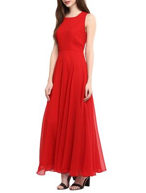 red georgette gown - 13064506 - Standard Image - 2