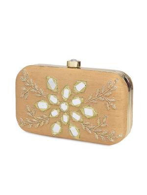 beige mirror embellished clutch with beadwork - 1306481 - Standard Image - 5