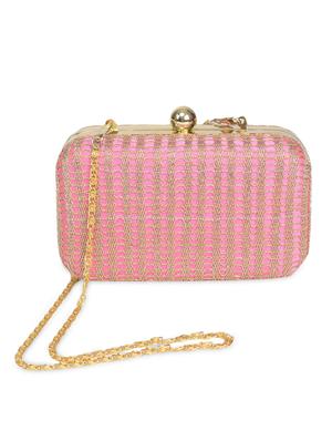 pink and gold embroidered clutch - 1306482 - Standard Image - 2