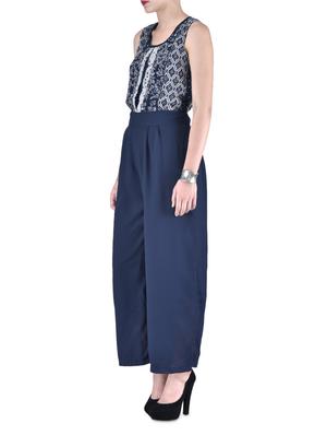 Blue Georgette Printed Jumpsuit - 1306520 - Standard Image - 2