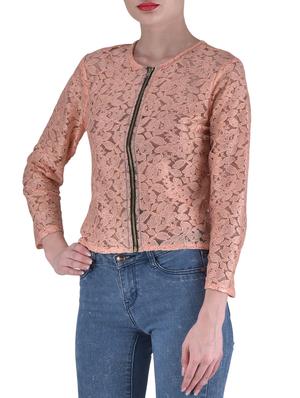 solid peach net laced jacket - 1306584 - Standard Image - 2