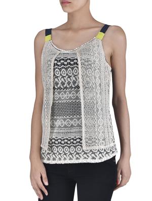 white polynet laced top - 1306671 - Standard Image - 2