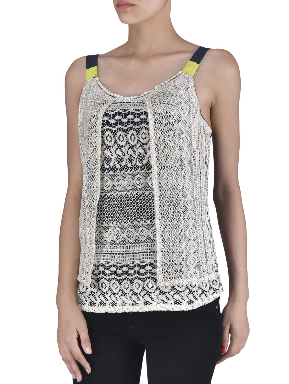white polynet laced top - 1306671 - Zoom Image - 2