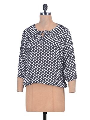 Black Rayon Printed Top - 1306747 - Standard Image - 2