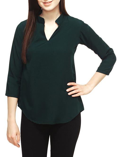 dark green polycrepe regular top - 13070007 - Standard Image - 1