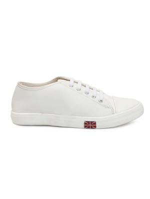 white canvas laceup sneakers - 13070126 - Standard Image - 2