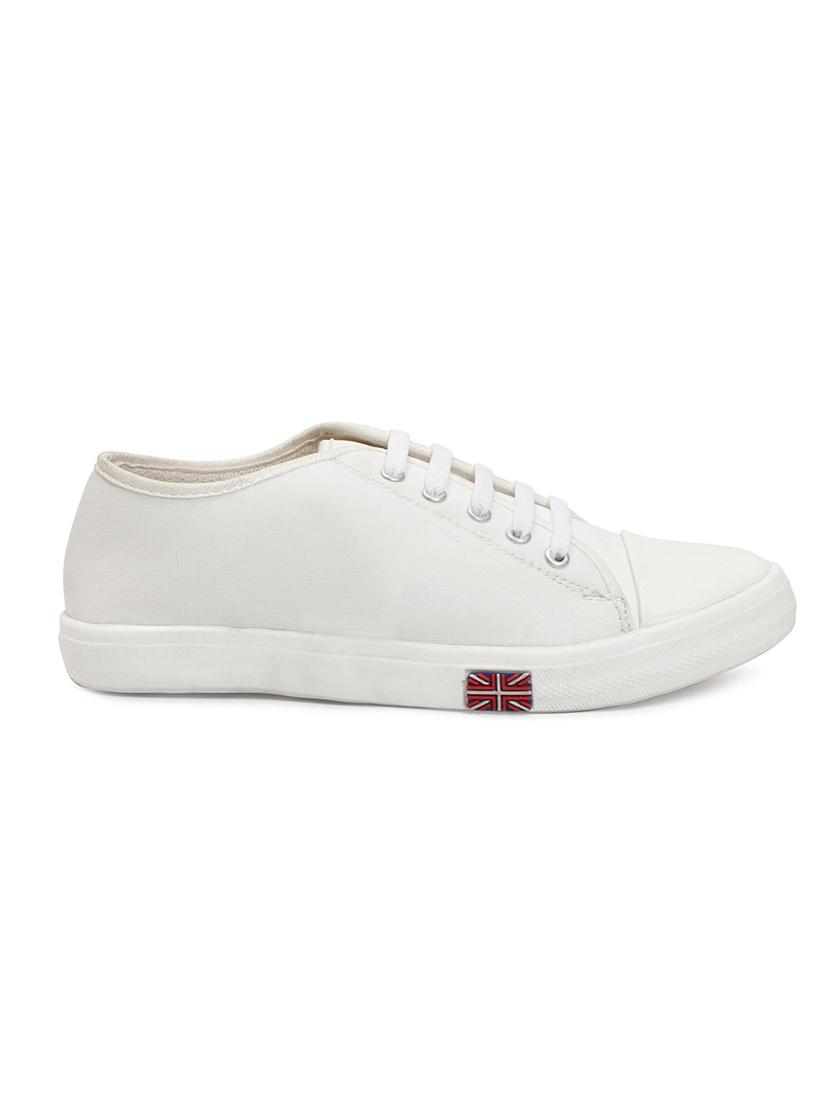 white canvas laceup sneakers - 13070126 - Zoom Image - 2