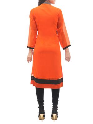 orange color georgette straight kurti - 13070936 - Standard Image - 2