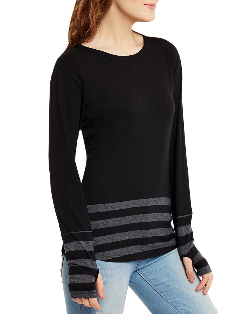 thumb hole striped top - 13071138 - Zoom Image - 2