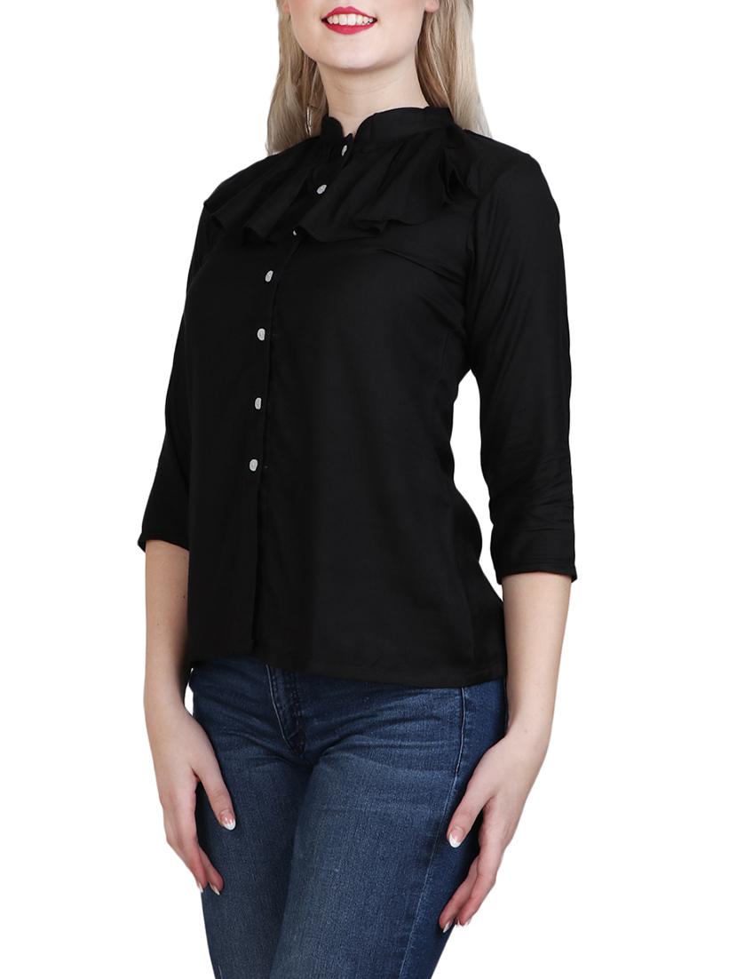 black viscose regular shirt - 13073528 - Zoom Image - 2