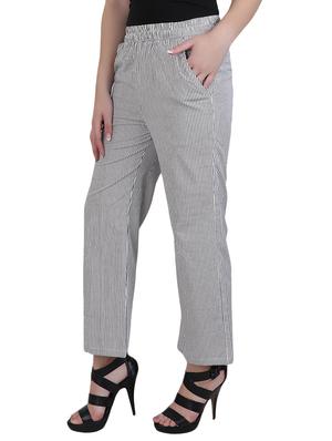 grey cotton flat front trouser - 13073555 - Standard Image - 2