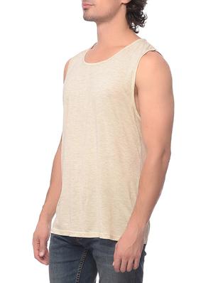 solid beige cotton t-shirt - 13076032 - Standard Image - 2