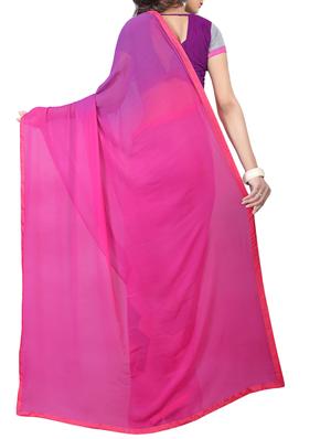 purple printed georgette saree with blouse - 13081186 - Standard Image - 2