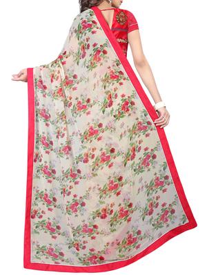 floral printed saree with blouse - 13081231 - Standard Image - 2