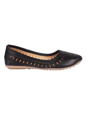 black faux leather slip on ballerina - 13085434 - Standard Image - 2