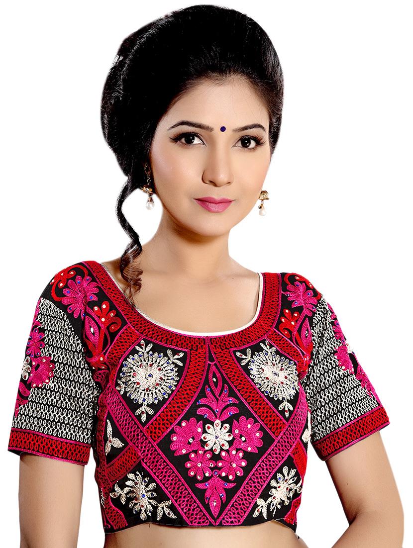 multi colored raw silk embroidered stitched blouse - 13090782 - Zoom Image - 2