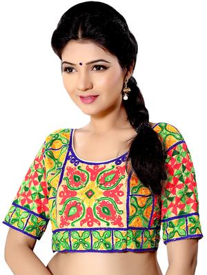 multi colored raw silk embroidered stitched blouse - 13090783 - Standard Image - 2