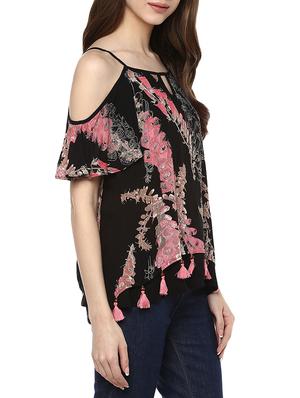 black printed rayon top - 13096680 - Standard Image - 2