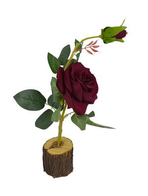 Thefancymart Artificial Real Look Rose flower (size 14 inchs/35 cms) in Natural Wood - 1228 - 13098080 - Standard Image - 2