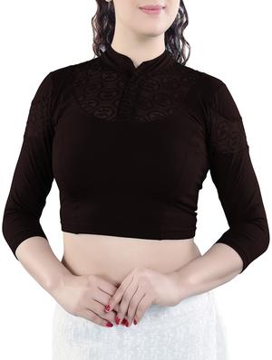 black cotton lycra stitched blouse - 13101881 - Standard Image - 2