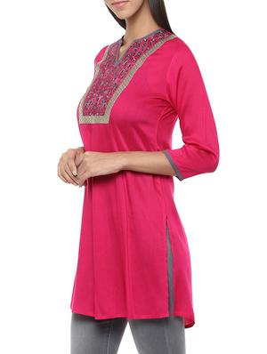 pink rayon straight kurti - 13103872 - Standard Image - 2