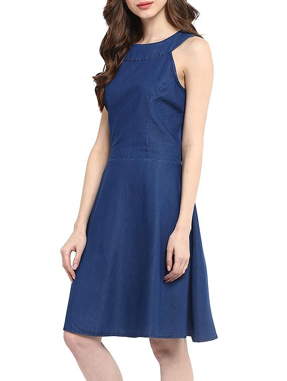 blue denim A-line dress - 13112219 - Zoom Image - 2
