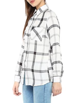 white checkered rayon regular shirt - 13112229 - Standard Image - 2