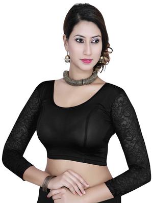 black plain lace blouse - 13116275 - Standard Image - 2