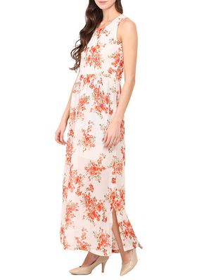 cream floral printed maxi dress - 13117631 - Standard Image - 2