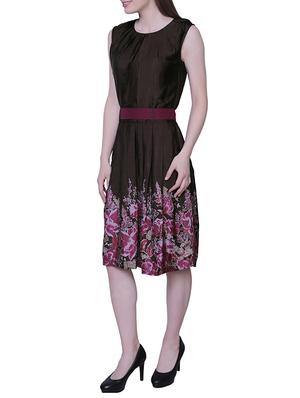 brown crepe dress - 13117652 - Standard Image - 2