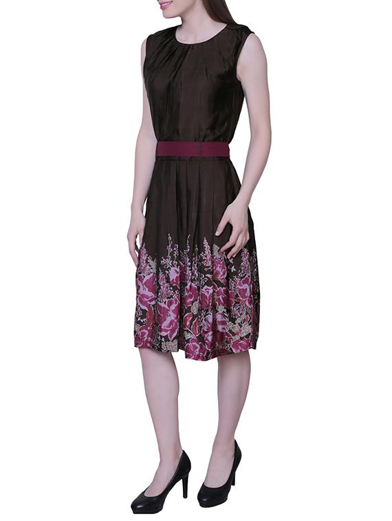 brown crepe dress - 13117652 - Zoom Image - 2