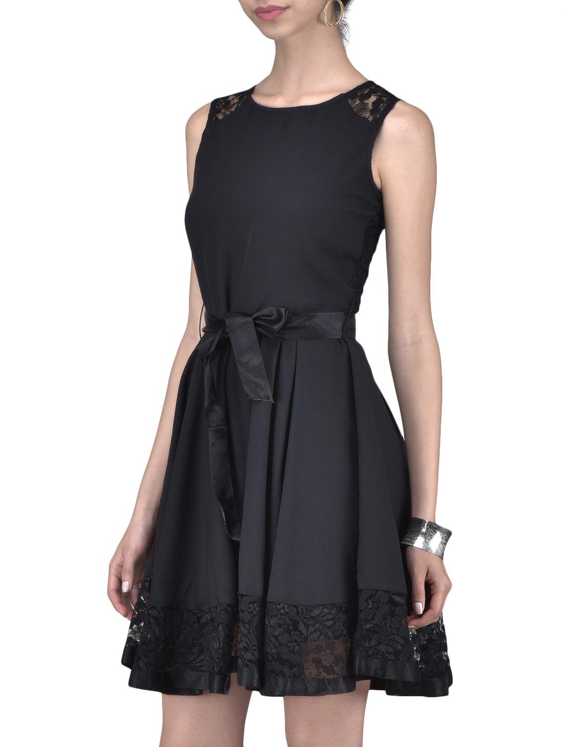 black polyester fit and flare dress - 1311788 - Zoom Image - 2