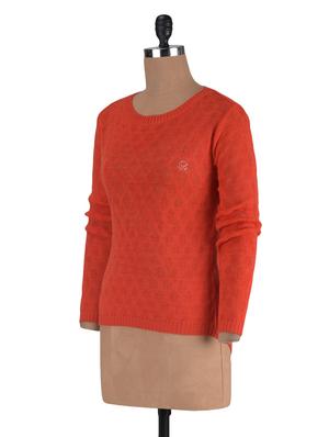 red color Wool Acrylic Solid Long Sleeved Cardigan - 1311944 - Standard Image - 2
