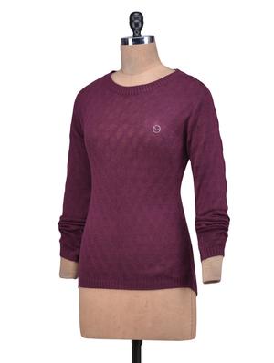 red color Wool Acrylic Solid Long Sleeved Cardigan - 1311945 - Standard Image - 2