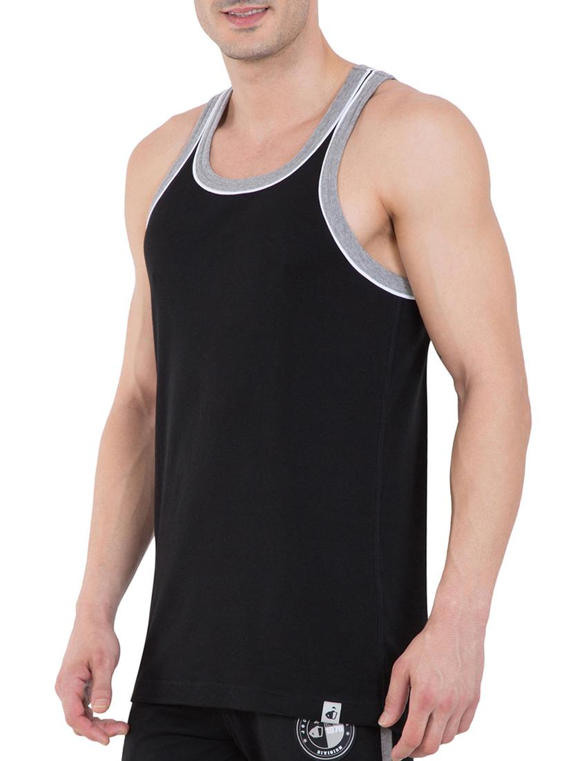 black & grey melange cotton vest - 13121473 - Zoom Image - 2