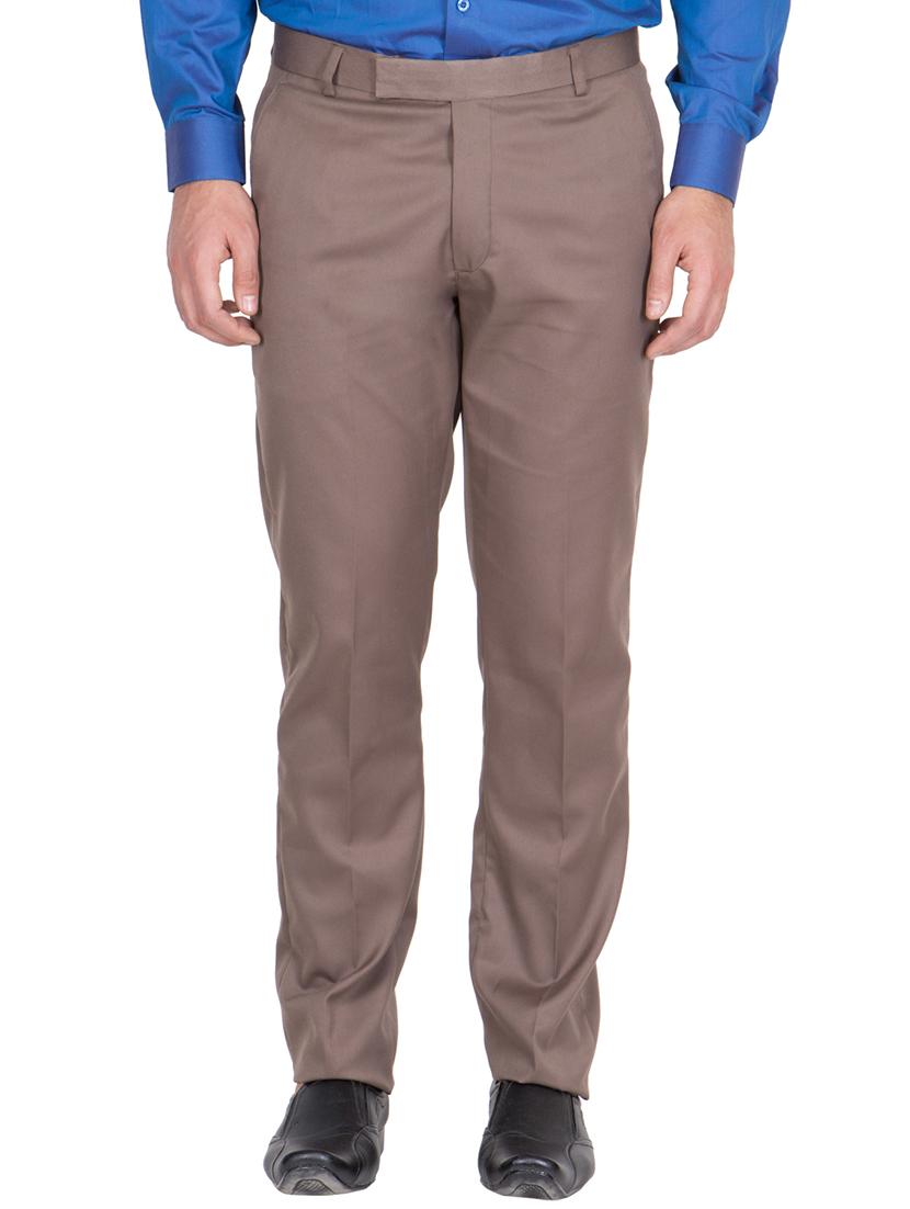 brown grey rayon set of 2 flat front formal trouser - 13123188 - Zoom Image - 2