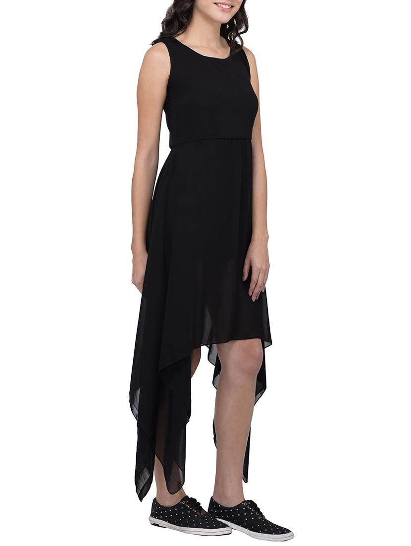 black georgette high low dress - 13123764 - Zoom Image - 2