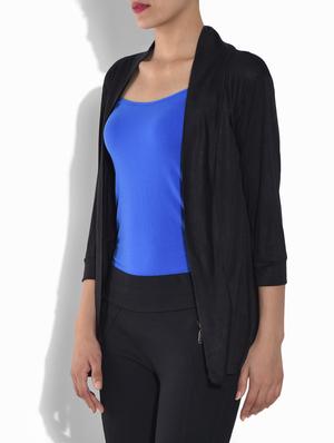black viscose three quarter sleeve shrug - 1312800 - Standard Image - 2
