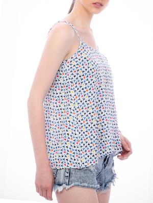 white printed rayon top - 13131431 - Standard Image - 2
